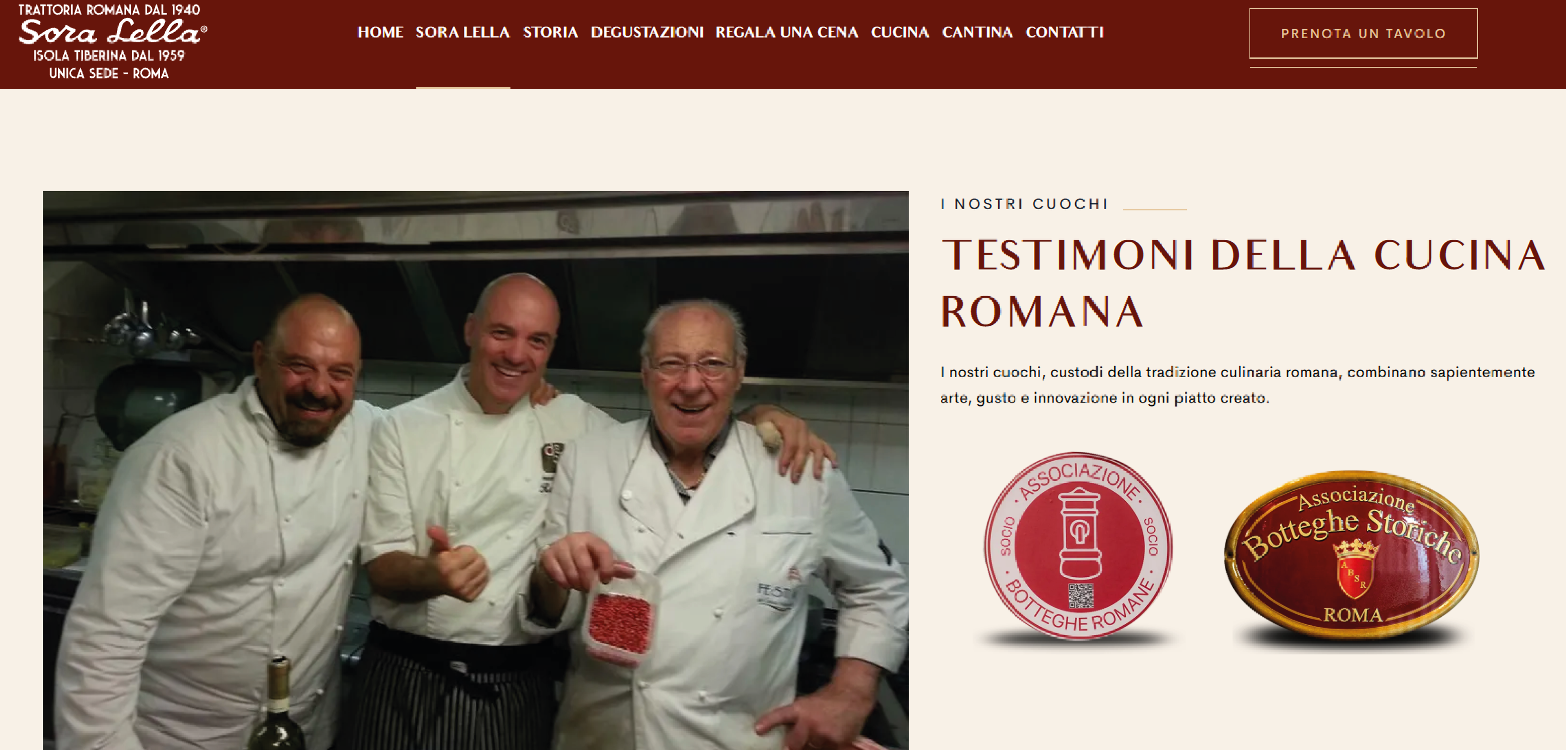 Trattoria Sora Lella sito web, sistema di prenotazione e menù digitale