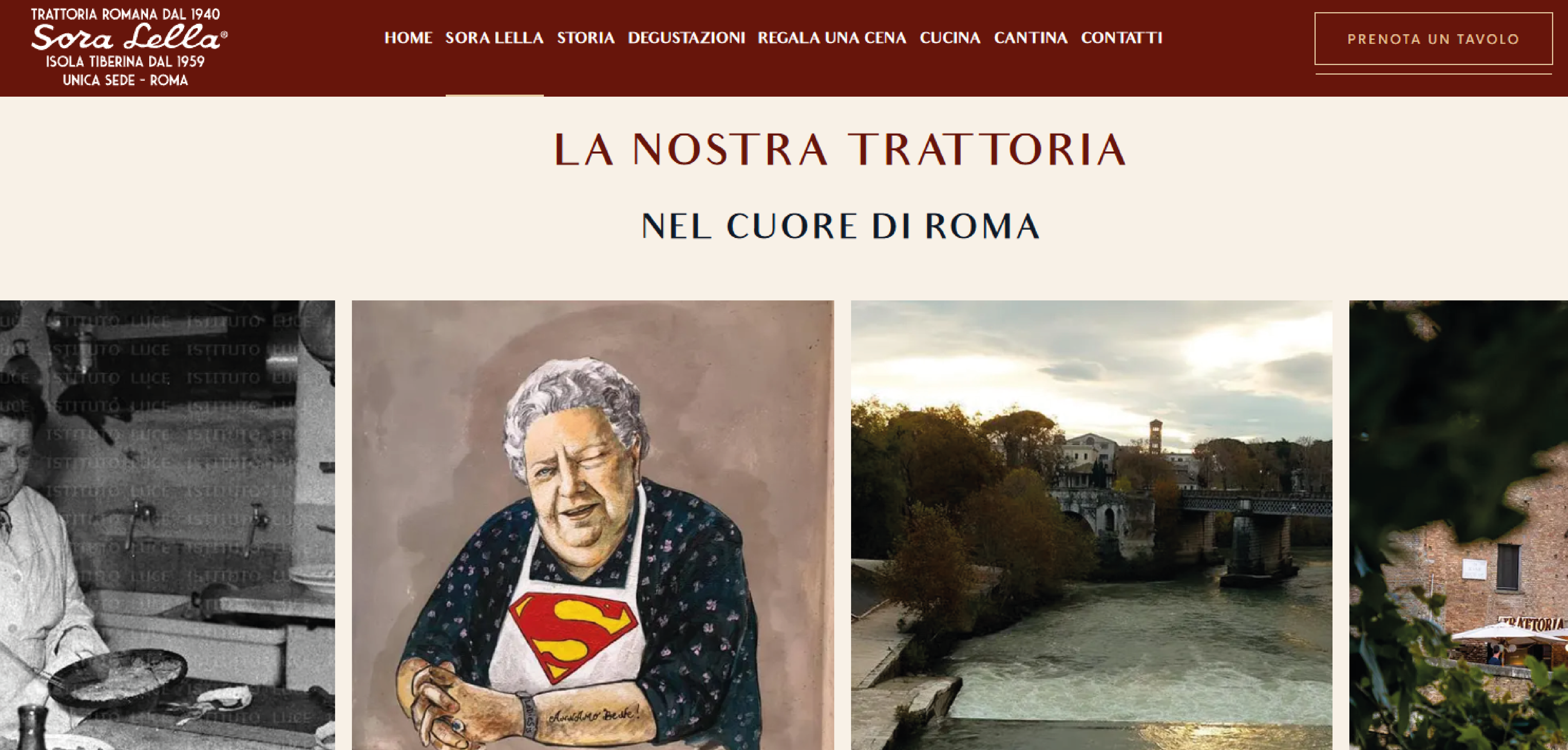 Trattoria Sora Lella sito web, sistema di prenotazione e menù digitale